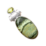 Larsonite & Peridot Solid 925 Sterling Silver Pendant