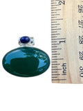 Green Onyx & Lapis Solid 925 Sterling Silver Pendant