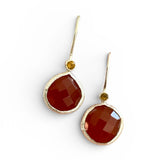 Carnelian & Citrine Solid 925 Sterling Silver Earrings
