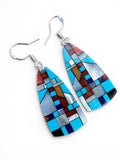 Inlay Mosaic Solid 925 Sterling Silver Earrings