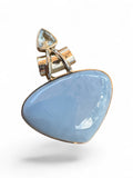 Owyhee Opal & Blue Topaz Solid 925 Sterling Silver Pendant