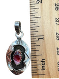 Kingman Pink Dahlia Turquoise Shadow Box Solid 925 Sterling Silver Pendant