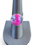 Pink Dendritic Opal Solid 925 Sterling Silver Ring 8.5