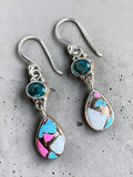 Kingman Cotton Candy Turquoise & Blue Quartz Solid 925 Sterling Silver Earrings