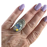 Fire Opalite Solid 925 Sterling Silver Ring 6