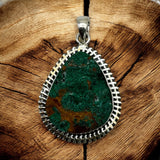 Rough Chrysocolla Solid 925 Sterling Silver Pendant