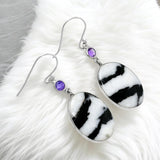 White Buffalo & Amethyst Solid 925 Sterling Silver Earrings