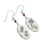 Horse Canyon Moss Agate & Garnet Solid 925 Sterling Silver Earrings