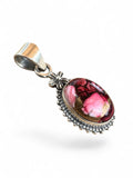 Kingman Red Rose Dahlia Solid 925 Sterling Silver Pendant