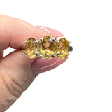 Triple Citrine Solid 925 Sterling Silver Ring 9