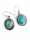 Number 8 Turquoise Solid 925 Sterling Silver Earrings