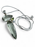 Green Amethyst / Prasiolite, Peridot, Moonstone Solid 925 Sterling Silver Pendant on 20 inch chain necklace