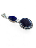 Blue Sandstone & Lapis Silver Overlay Pendant