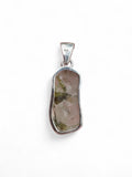 Rough Green Tourmaline in Quartz Solid 925 Sterling Silver Pendant