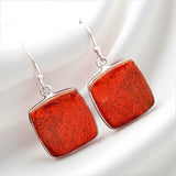 Red Moss Agate Solid 925 Sterling Silver Earrings
