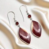 Mookaite Jasper & Garnet Solid 925 Sterling Silver Earrings