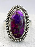 Kingman Purple Mojave Turquoise Solid 925 Sterling Silver Ring 6