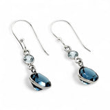 Blue Topaz Solid 925 Sterling Silver Earrings