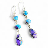 Kingman Purple Dahlia Solid 925 Sterling Silver Earrings