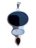 Black Onyx & Druzy Solid 925 Sterling Silver Pendant