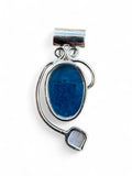 Blue Apatite & Rough Moonstone Solid 925 Sterling Silver Pendant