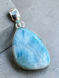 Caribbean Larimar Solid 925 Sterling Silver Pendant