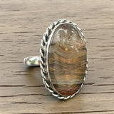 Crazy Lace Agate Solid 925 Sterling Silver Ring 10.5