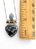Snowflake Obsidian & Owyhee Opal Solid 925 Sterling Silver pendant with chain
