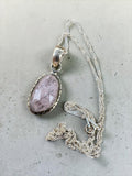 Rose Quartz Solid 925 Sterling Silver Pendant with chain