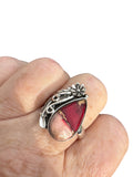 Kingman Red Rose Dahlia Solid 925 Sterling Silver Ring 9