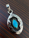 Kingman Turquoise Shadow Box Solid 925 Sterling Silver Pendant