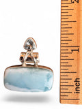 Caribbean Larimar & Blue Topaz Solid 925 Sterling Silver Pendant