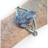 Crazy Lace Agate Solid 925 Sterling Silver Cuff Bracelet