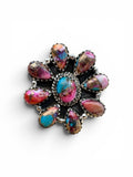 Flower Kingman Pink Dahlia Solid 925 Sterling Silver Ring ADJ