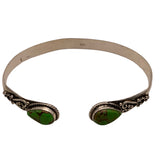 Kingman Green Copper Turquoise Solid 925 Sterling Silver Cuff Bracelet