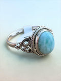 Caribbean Larimar Solid 925 Sterling Silver Ring 7.5
