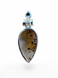 Montana Agate & Garnet Solid 925 Sterling Silver Pendant