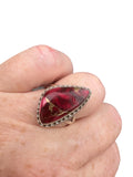 Kingman Red Rose Dahlia Solid 925 Sterling Silver Ring 6.5