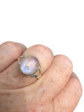 Rainbow Moonstone Solid 925 Sterling Silver Ring 7