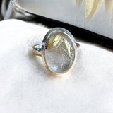 Gold Rutilated Quartz Solid 925 Sterling Silver Ring 8