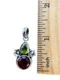 Garnet & Peridot Solid 925 Sterling Silver Pendant