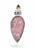 Rhodochrosite & Garnet Solid 925 Sterling Silver Pendant
