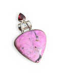Pink Cobalto Calcite & Garnet Solid 925 Sterling Silver Pendant