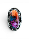 Kingman Pink Dahlia Turquoise Solid 925 Sterling Silver Ring – Size 8