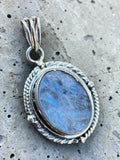 Rough Rainbow Moonstone Solid 925 Sterling Silver Pendant