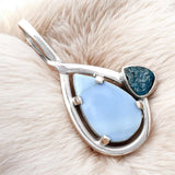 Owyhee Opal & Neon Apatite Solid 925 Sterling Silver Pendant