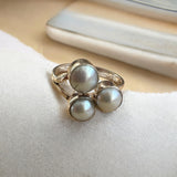 Triple Pearl Solid 925 Sterling Silver Ring 9