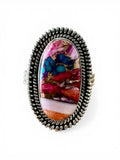 Kingman Pink Dahlia Turquoise Solid 925 Sterling Silver Ring 10.5