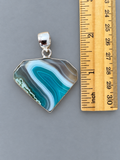 Teal Botswana Agate Silver Overlay Pendant