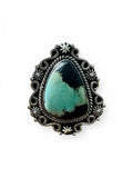 Black Jack Turquoise Solid 925 Sterling Silver Ring 10